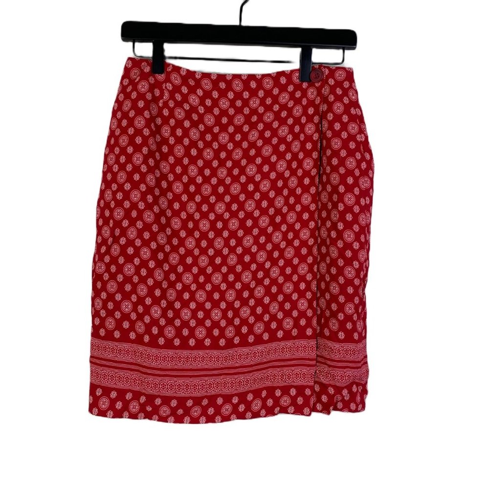 Vintage 80’s/90’s Harris/Wallace Red Paisley Wrap Skirt - Size 8
